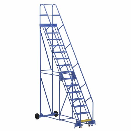 VESTIL 186 H Steel Warehouse Ladder, 58 deg Perf, 15 Step, 14", 15 Steps LAD-15-14-P